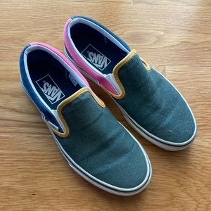 Multi colored vans. never worn. Got them as a gift but they’re too small